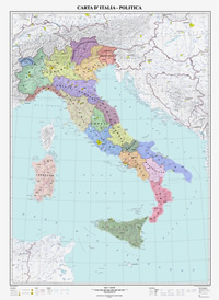 Italia Politica carta murale cartografia aggiornata con confini