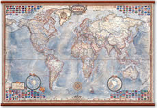 Planisfero Stile Antico mappa murale plastificata laminata scrivibile